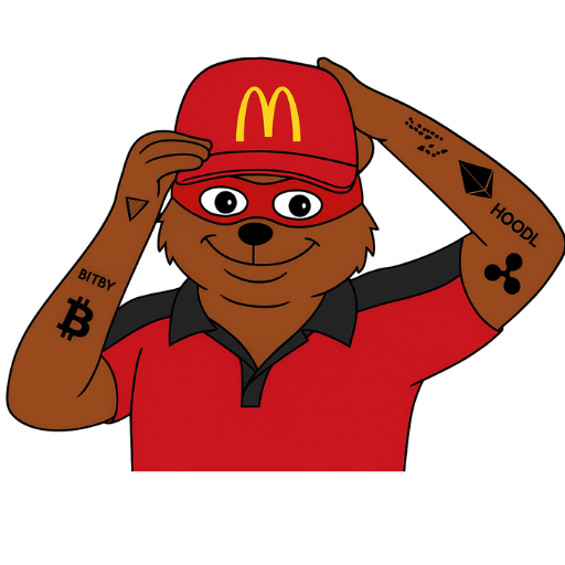 Meme character in fast food uniform